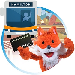 HPL mascot scout pictured holding a Presto card.