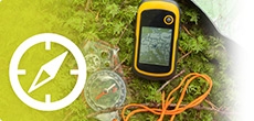 Geocaching logo with a compass