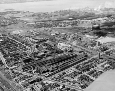 Aerial view of the industrial harbourfront