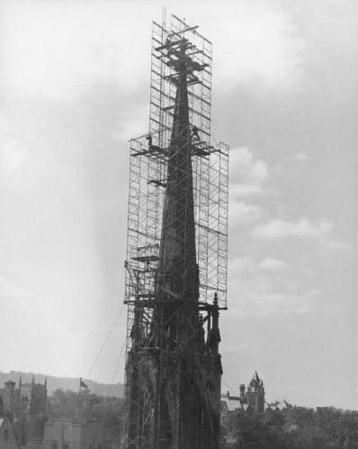 Repairing St. Paul’s Presbyterian Church spire, 1944