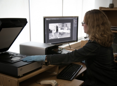 Staff digitizing images Staff digitizing images
