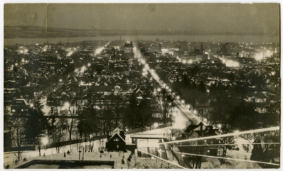 Hamilton at night from the top of the James St. Incline Railway [193-?]